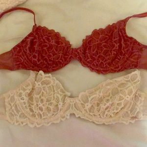 2 PINK VS bras. 34 B gently used.